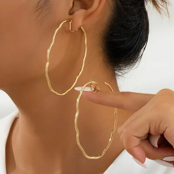 Greek Key Twist Hoop Earrings (14K) – Popular J 14K Gold Womens Large Twisted Clip On Hoop Earrings Ladies 14 K Silver Jewelry